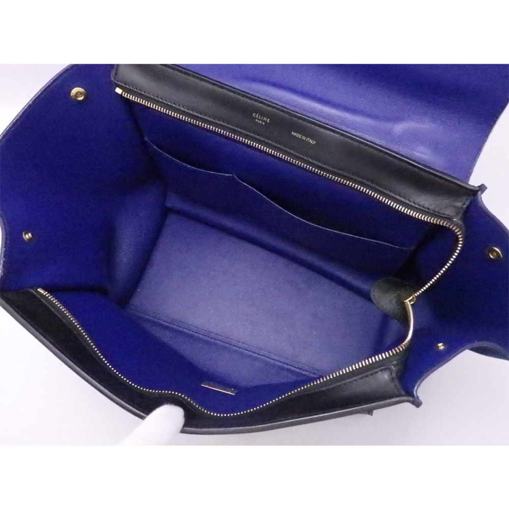 Celine Trapeze Shoulder Bag Leather Suede Greige Gray Black Blue Gold - Picture 4 of 4